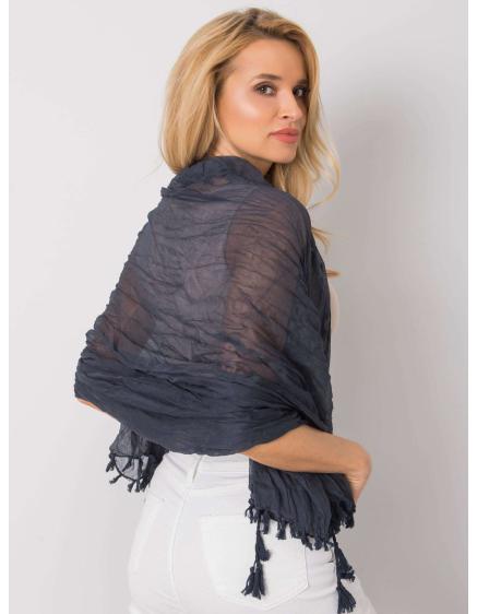 Női sál bojtokkal JAXSON tengerészkék