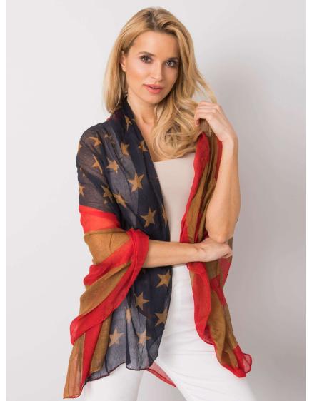 Női nyomtatott sál BROCK piros-barna