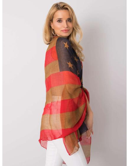 Női nyomtatott sál BROCK piros-barna