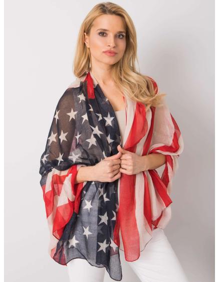 Női nyomtatott sál AMOS piros és bézs színben