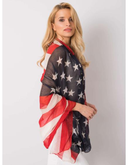 Női nyomtatott sál AMOS piros és bézs színben