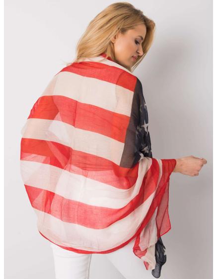 Női nyomtatott sál AMOS piros és bézs színben