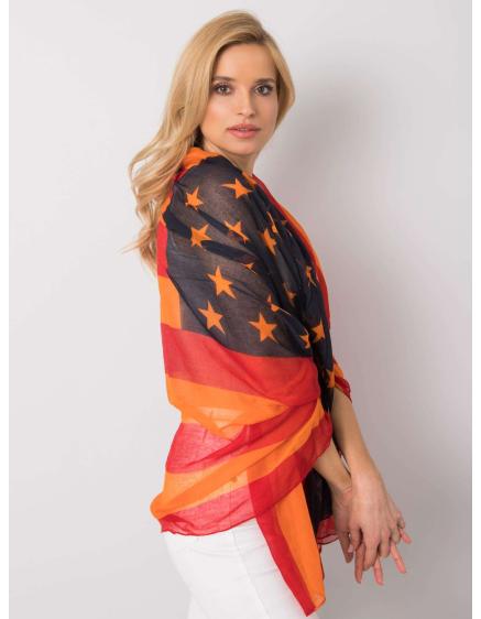 Női nyomtatott sál KORBIN piros és narancssárga