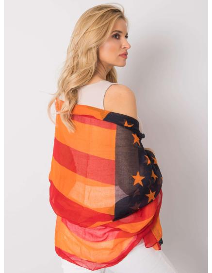 Női nyomtatott sál KORBIN piros és narancssárga