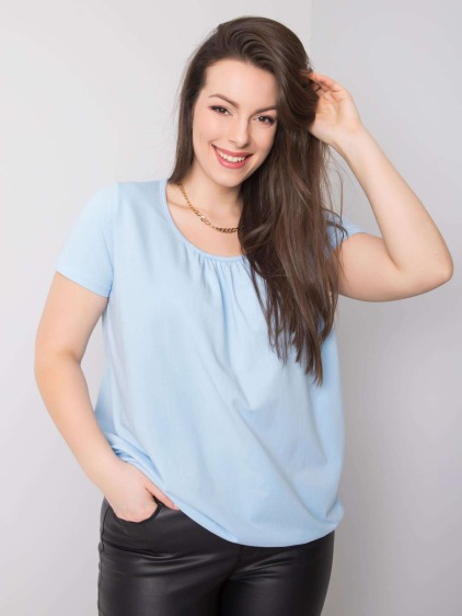 Dámska plus size bavlnená blúzka CELESTE light blue