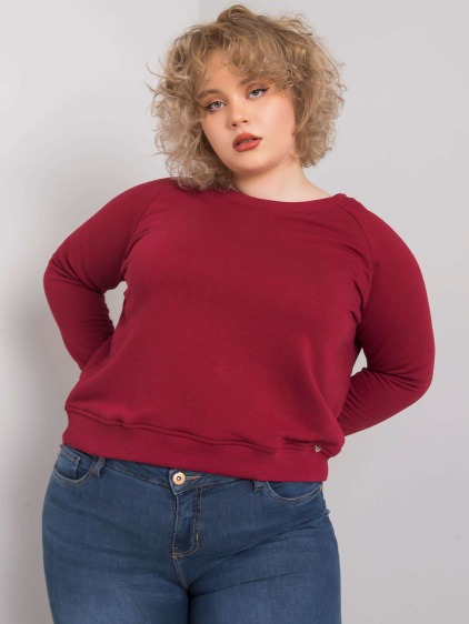 Dámska plus size bavlnená mikina DONNA bordová