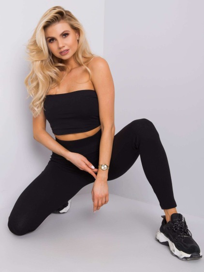 Női bordázott leggings fekete