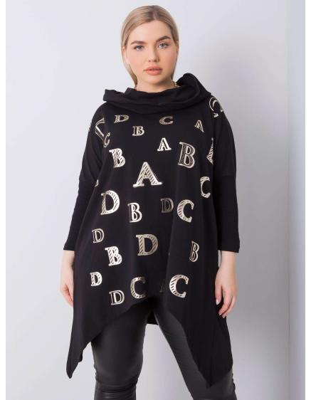 Női kapucnis plus size blúz AINA fekete