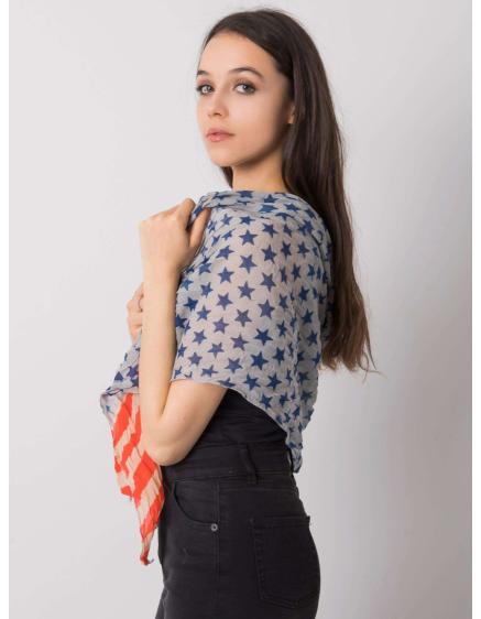 Női sál RAUL kék és piros nyomtatással