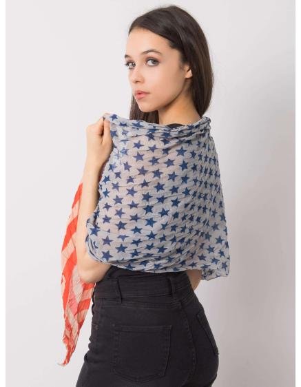 Női sál RAUL kék és piros nyomtatással
