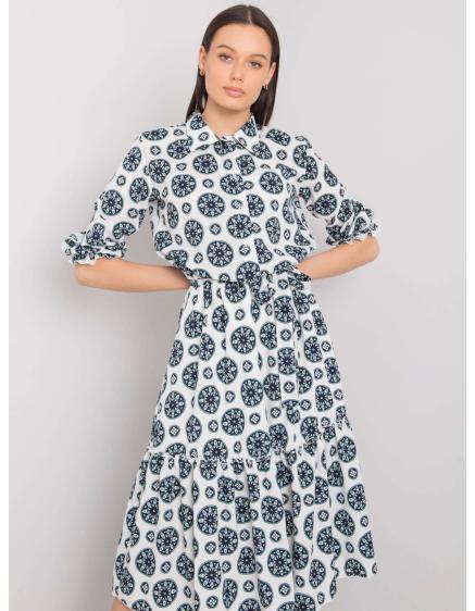 Dámské šaty s potiskem od AVELINA bílé a mátové 