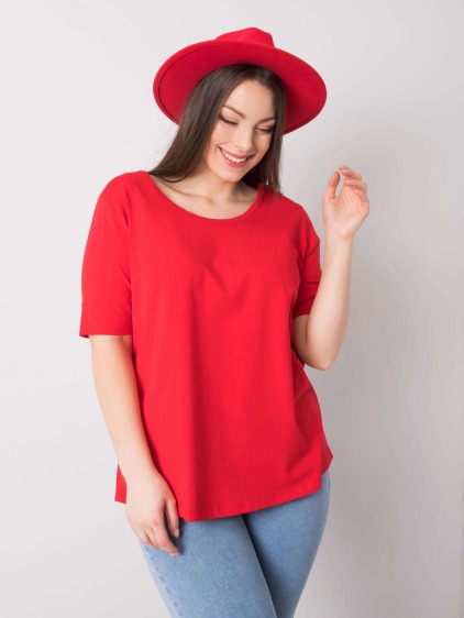 Női pamut plus size póló MISSY piros