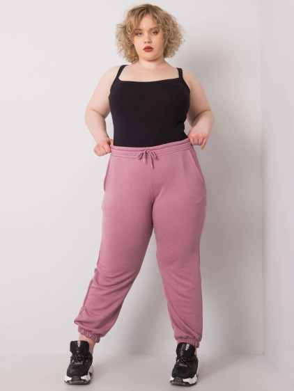 Dámské tepláky bavlněné plus size AINHOA špinavě růžové 