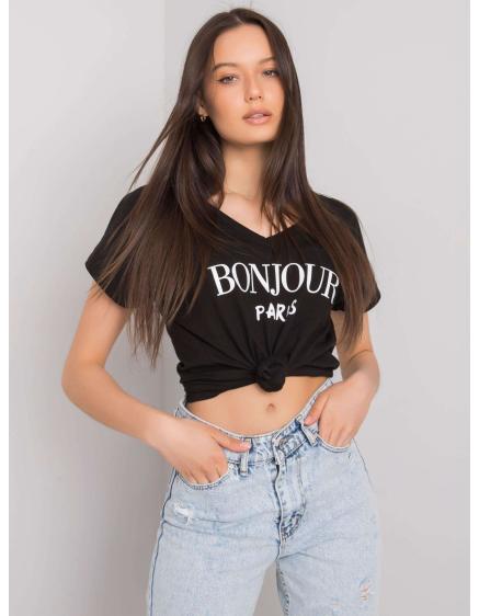 Női nyomtatott póló HORTENSE fekete