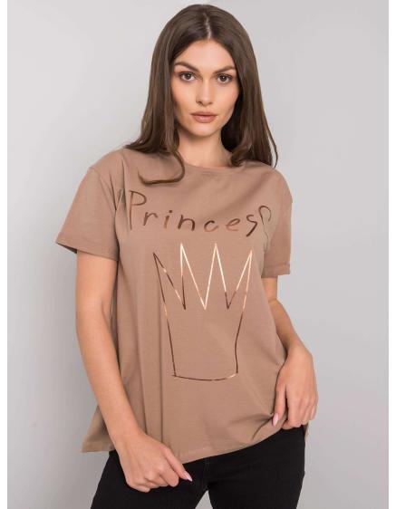 Női nyomtatott póló AOSTA sötét bézs
