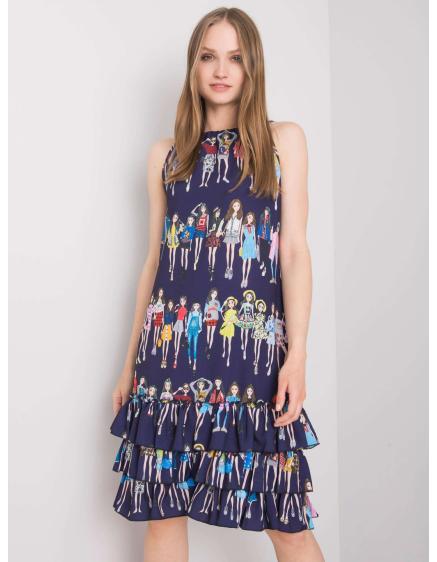 Női Mariangela RUE PARIS ruha tengerészkék