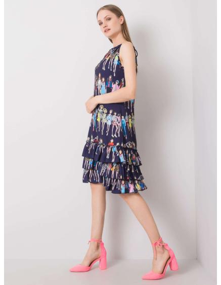 Női Mariangela RUE PARIS ruha tengerészkék