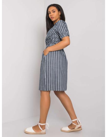 Női plus size csíkos ruha CHRISSE tengerészkék