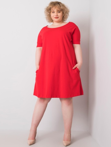 Dámske šaty s krátkym rukávom plus size BELLAMY červené