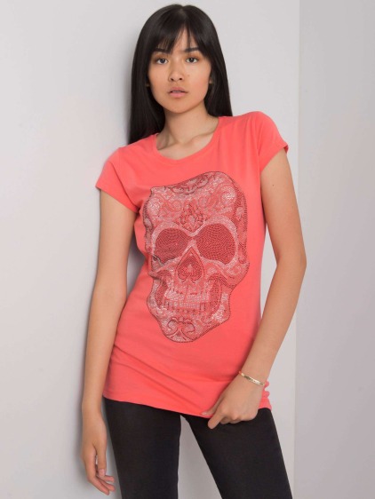 Dámské tričko SKULL korálové