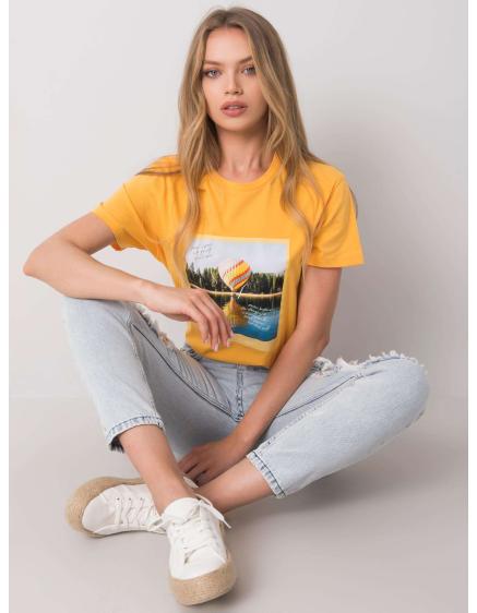 Női póló SOLLY nyomtatással narancs színben