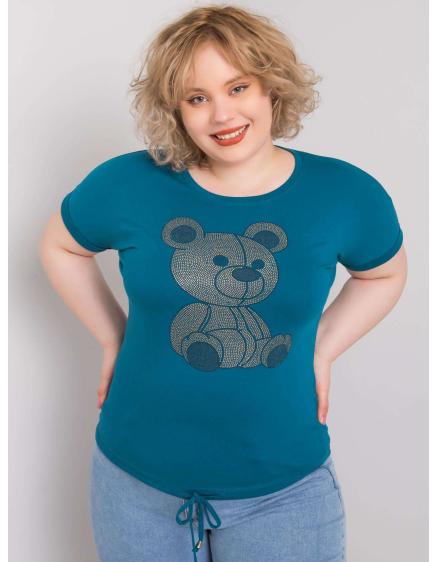 Női plus size blúz strasszkövekkel LUCE kék