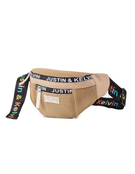 Női vesetáska színes pánttal NEJA sötétbézs színű táska