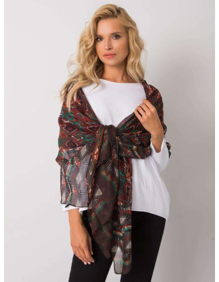 Dámska šatka so vzorom RHYS hnedej a zelenej farby