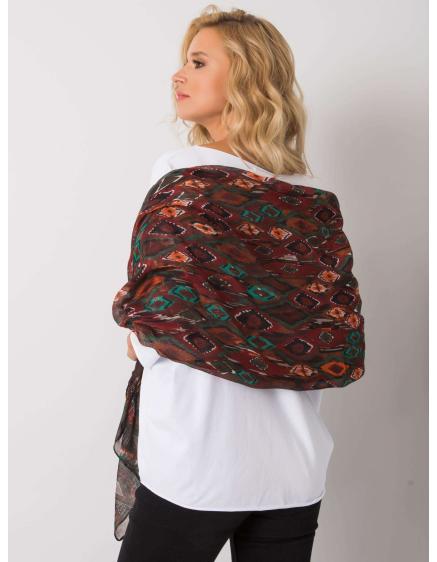 Dámska šatka so vzorom RHYS hnedej a zelenej farby