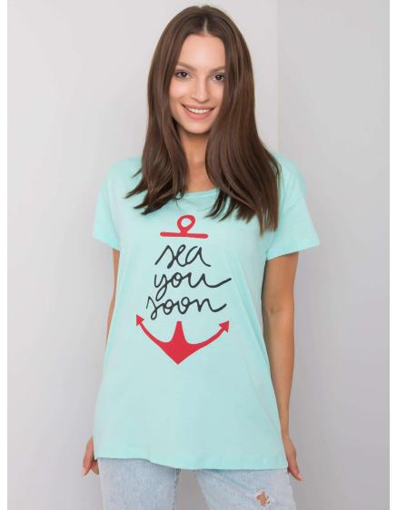 Női nyomtatott póló Silva menta