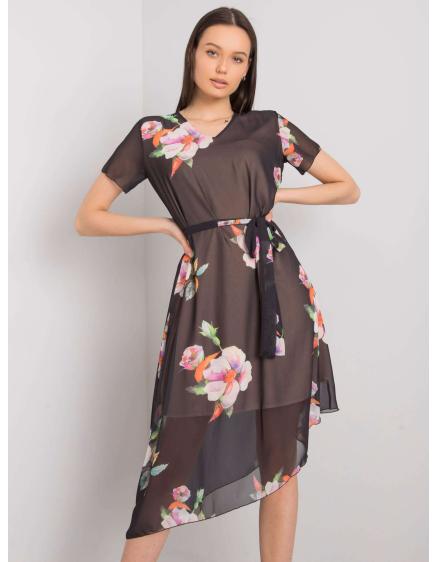 Női virágos ruha NOEMIE fekete