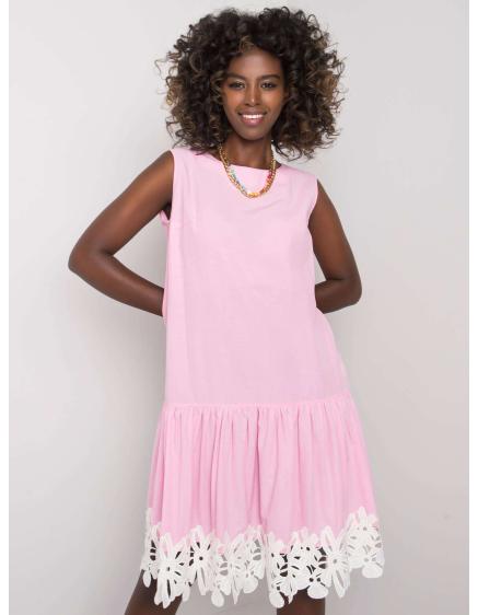 Női fodros ruha FREDERICA világos rózsaszín