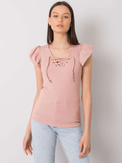 Női blúz csipkével WAVERLY rózsaszínű