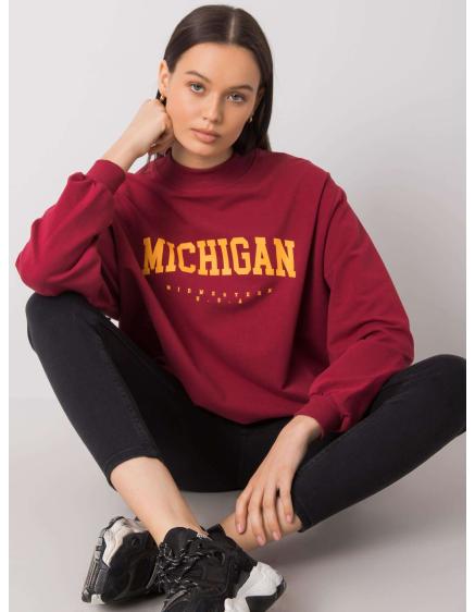 Női pulóver nyomtatott Majorie RUE PARIS bordó bordó