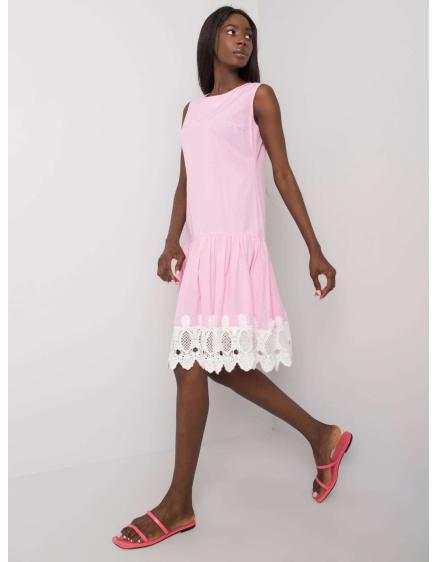 Női ruha csipkével LIA világos rózsaszínű