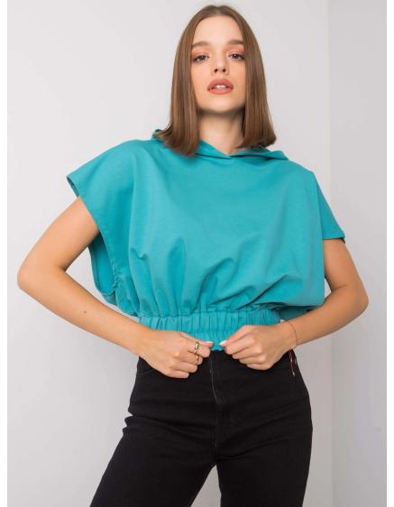 Női rövid ujjú kapucnis pulóver JENEEN tengerészkék