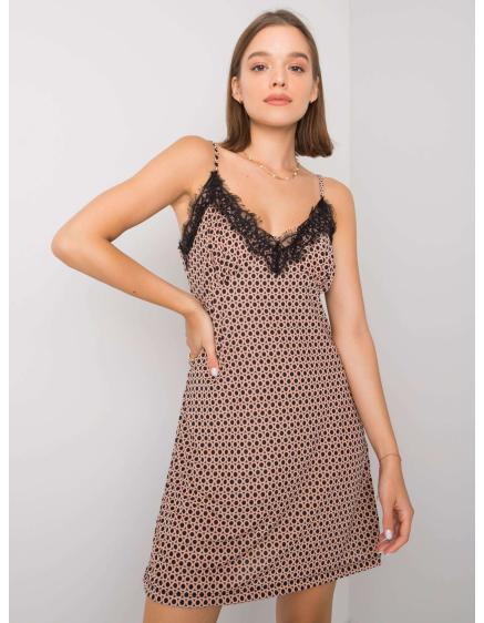Női mintás ruha Eliessa RUE PARIS RUE PARIS fekete és bézs színben