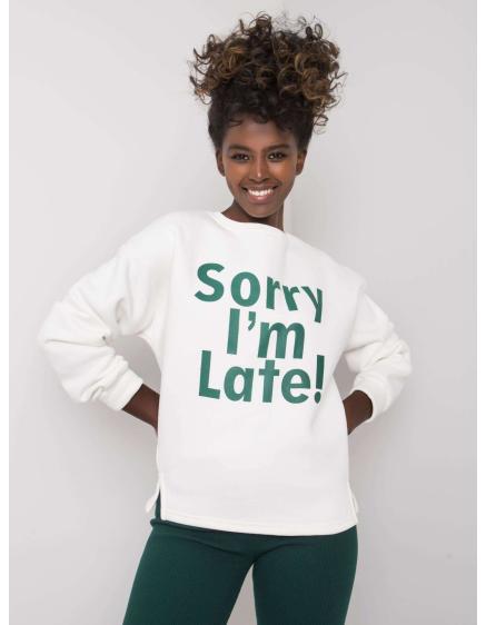 Női pulóver KAILEE ekrü és zöld színnel