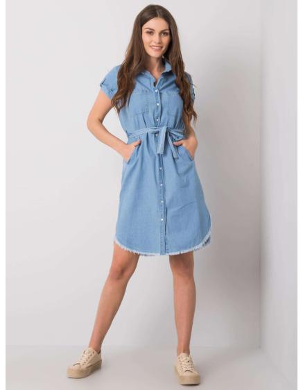 Dámské šaty s páskem Kathi RUE PARIS modré 