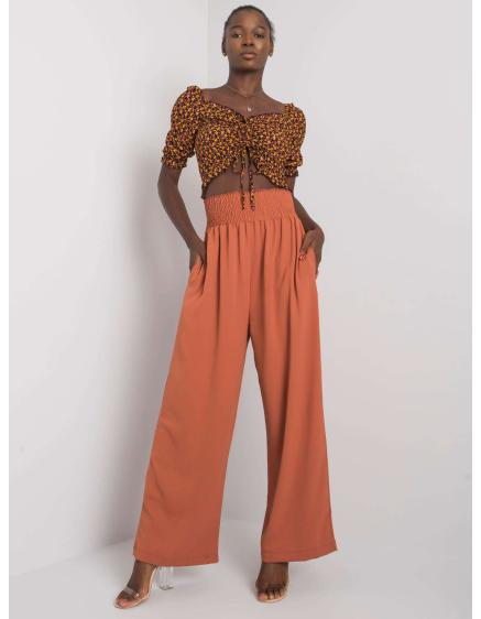 Dámske látkové nohavice Lareen RUE PARIS svetlohnedé