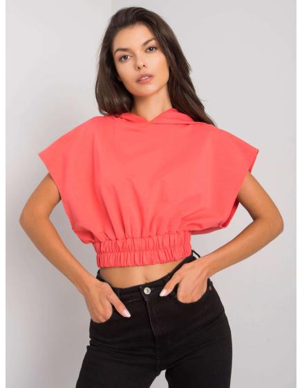 Női rövid ujjú pulóver JENEEN korall színű