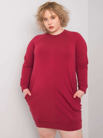 )Dámske plus size šaty ARIADNE burgundy