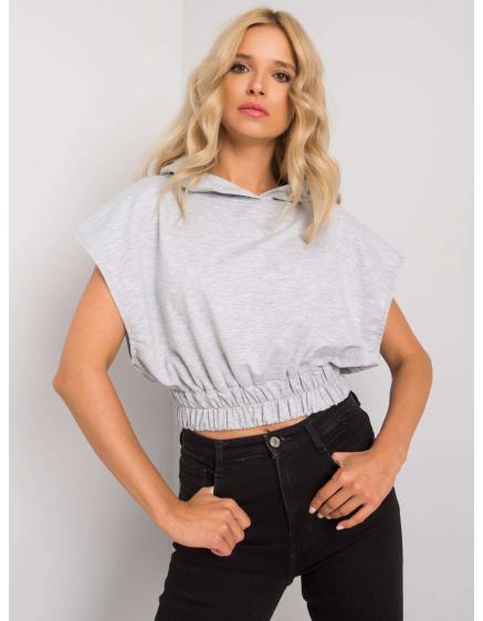 Női rövid ujjú melegítő pulóver melange JENEEN szürke