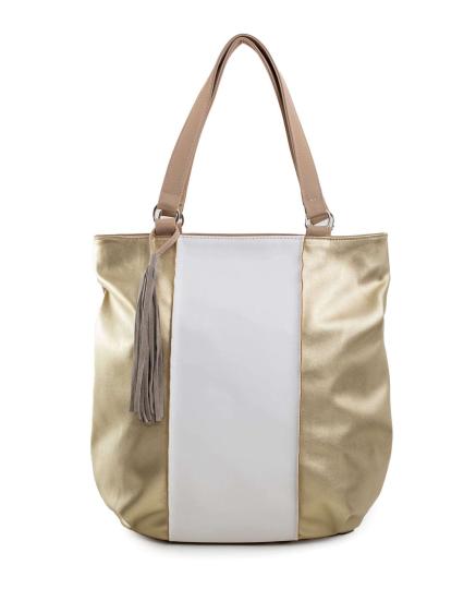 Női válltáska MIA bézs és arany színben