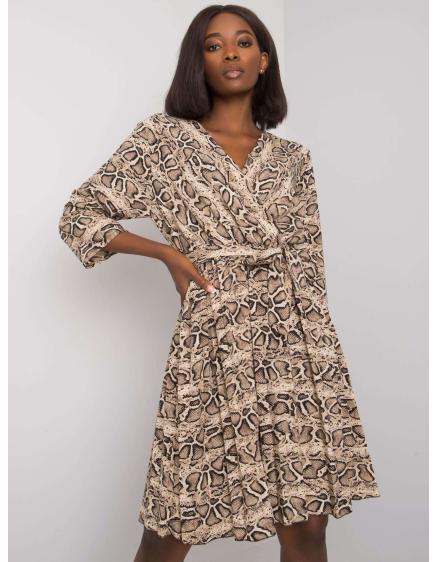 Női nyomtatott ruha FATIMA bézs/fekete
