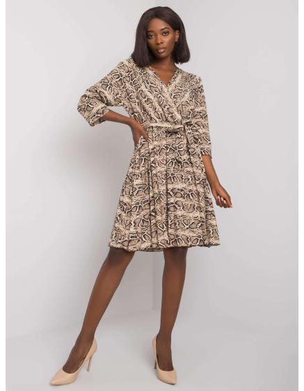 Női nyomtatott ruha FATIMA bézs/fekete