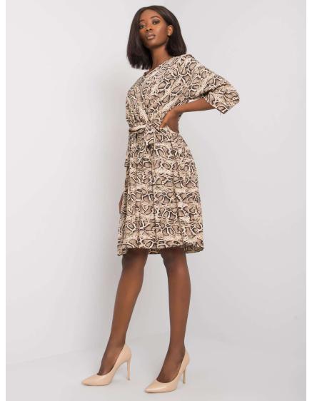 Női nyomtatott ruha FATIMA bézs/fekete