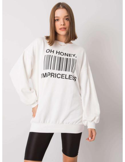 Női nyomtatott pulóver KARIS ekrü színű