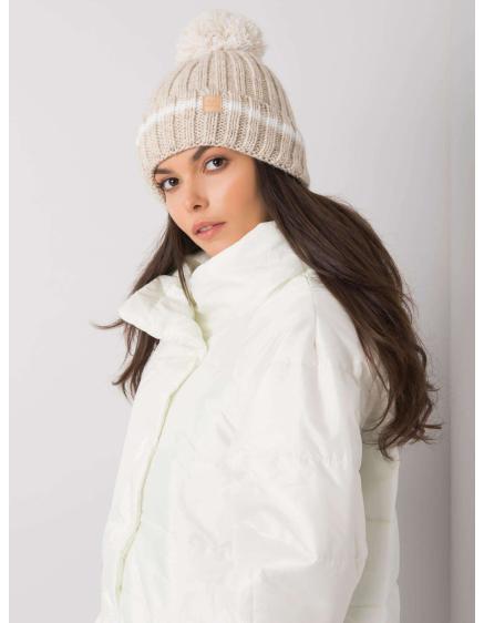 Dámská čepice s aplikací béžová 
