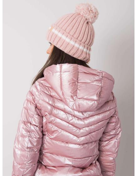 Dámská čepice s bambulí světle růžová